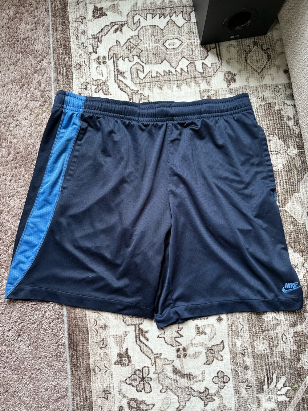 Nike Men’s Navy Athletic Shorts with Light Blue Side Panels